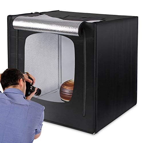 B-black® Portatile Tenda Studio 50x50x50cm Photo Studio Box, Light box Professionale per Fotografia con Luci LED 5500K, Borsa Portatile e 3 Sfondi di Colore (Bianco, Nero, Arancione)