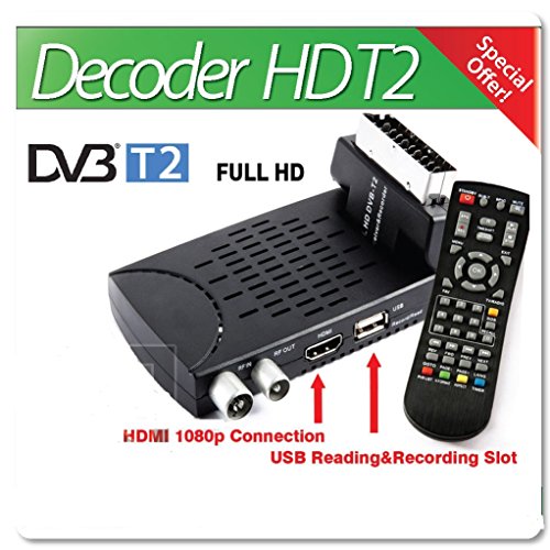 B-blackÃÂÃÂ® DECODER DIGITALE TERRESTRE HD T2 NUOVO STANDARD 2018 USB SCART SNODABILE 1080P HDMI TELECOMANDO