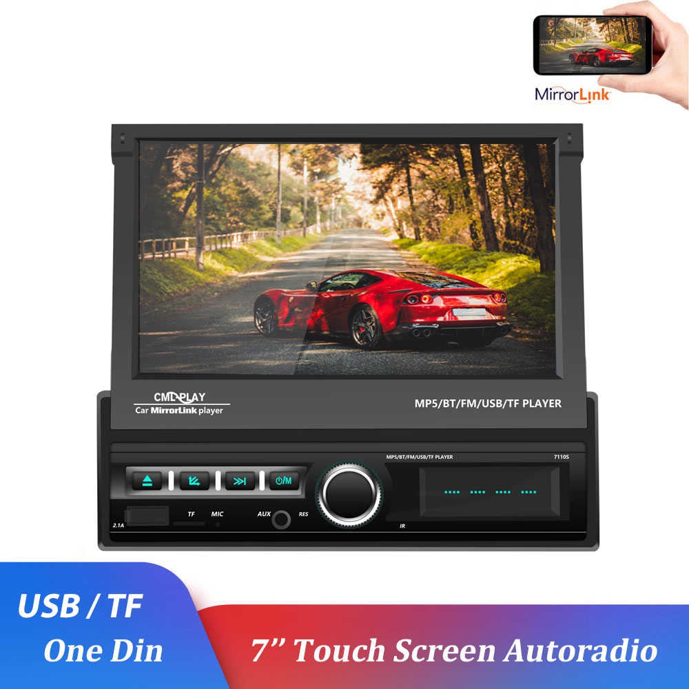 Autoradio 7 '' HD MP5 Multimedia Player Din 1 Android Specchio Link Video Player Bluetooth USB FM audio stereo